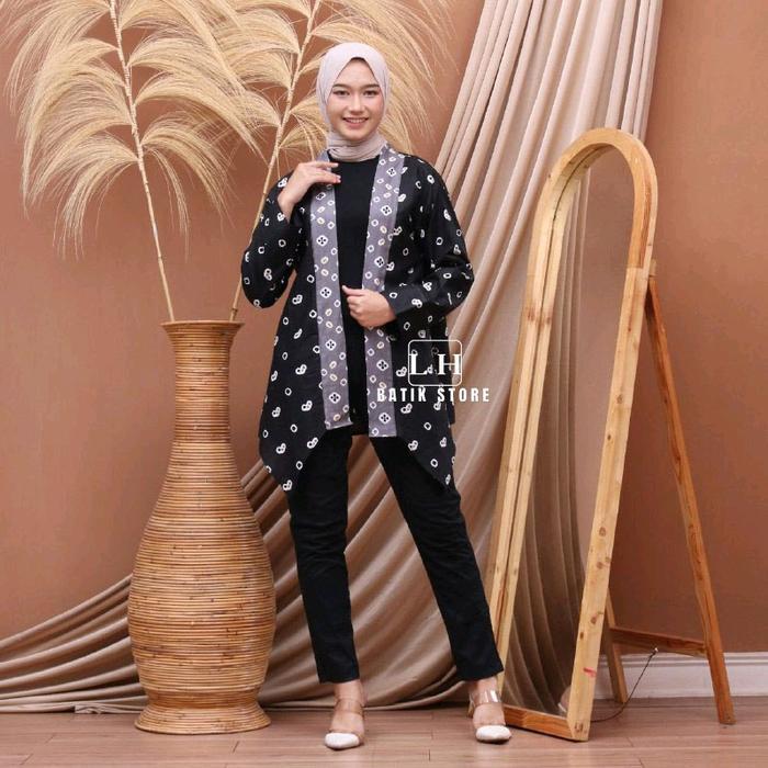 Outer Batik JUMBO ld 120cm Lengan Panjang Katun Muslim