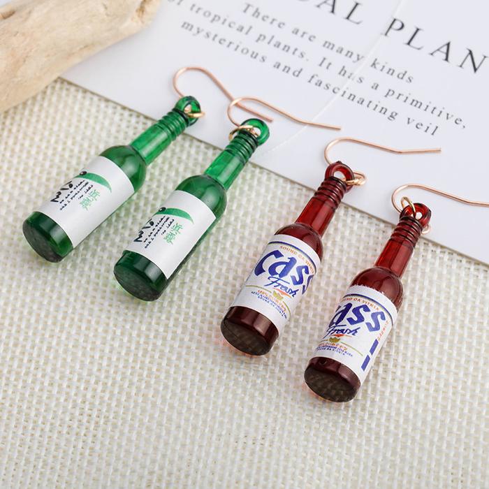 Anting wanita model korea bentuk soju minuman lucu imut cantik cocok untuk hadiah teman dan anniv