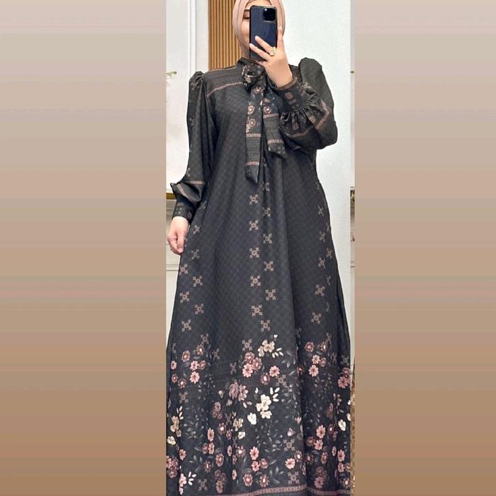 gamis lediza terbaru serian 4 warna model mewah dan elegan