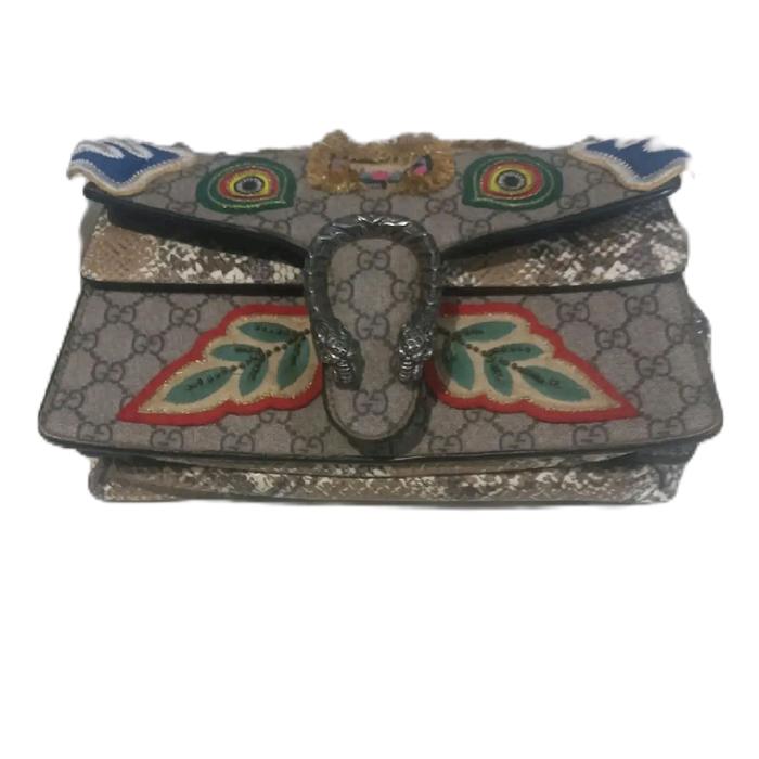 *Gucci Dionysus Gg supreme canvas & snake skin shoulder bag* Selempang Wanita Kanvas Slingbag Cewek