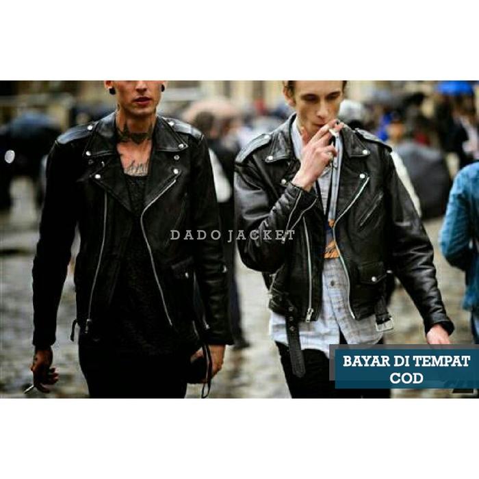 NEW Jaket Semi Kulit Sintetis Pria Ramones Black Varsity Rock N Roll PU Faux Synthetic Leather Jacke