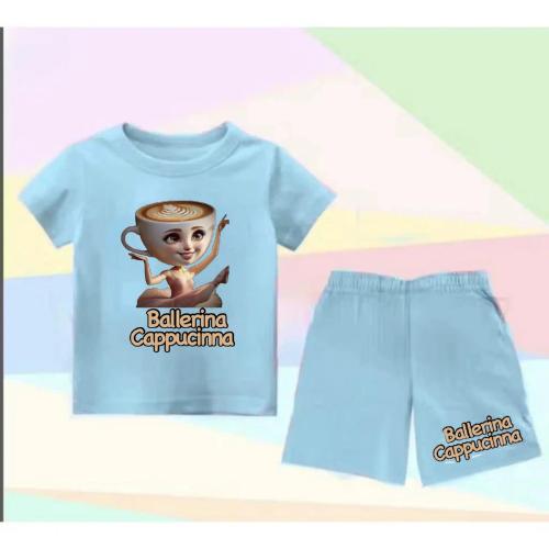 Setelan Anak Untuk 2-11 Tahun Motif Balerina Gelas /Stelan Kaos Santai/Baju Kaos Anak Lengan Dan Cel