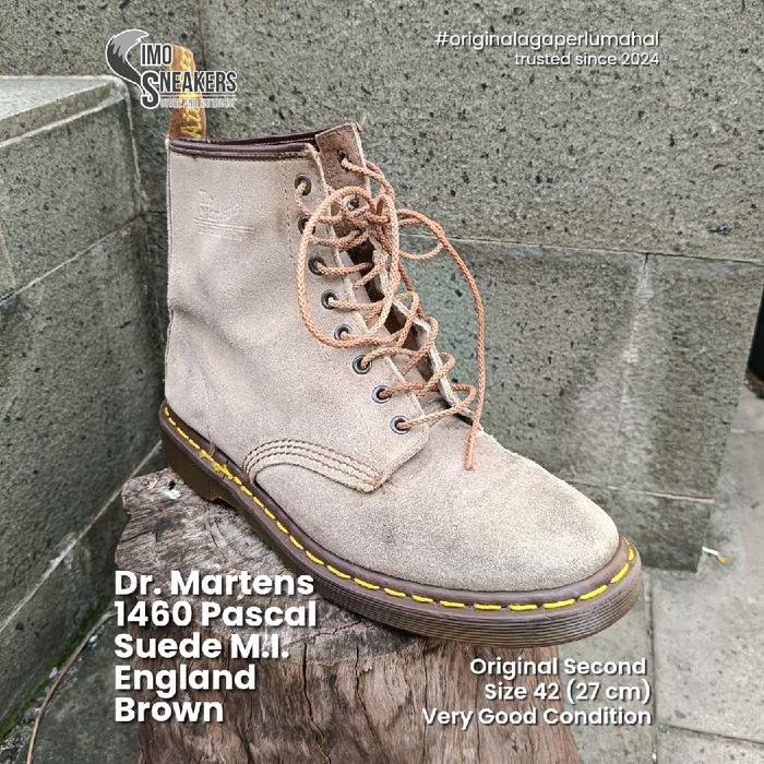 Dr. Martens (DocMart) 1460 Pascal Suede Coklat Sepatu Formal Kerja Pantofel Original
