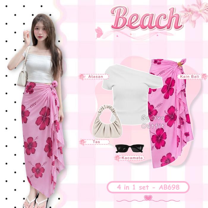 Godiva Outfit Pantai Terbaru 3 in Oneset Wanita Simpel ( Tas + Atasan Diva Top Sabrina Stretch + Kai