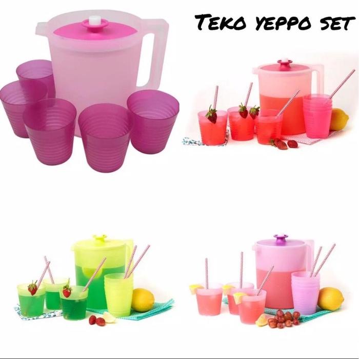 Teko Set Yeppo+Gelas / Teko Set Warna Permen Murah