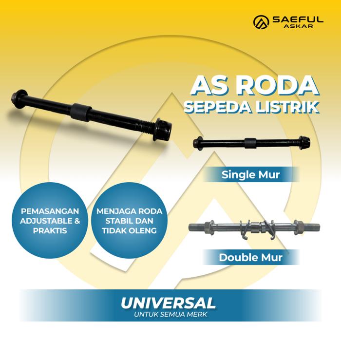 As Roda Depan Sepeda Listrik satu mur dua mur