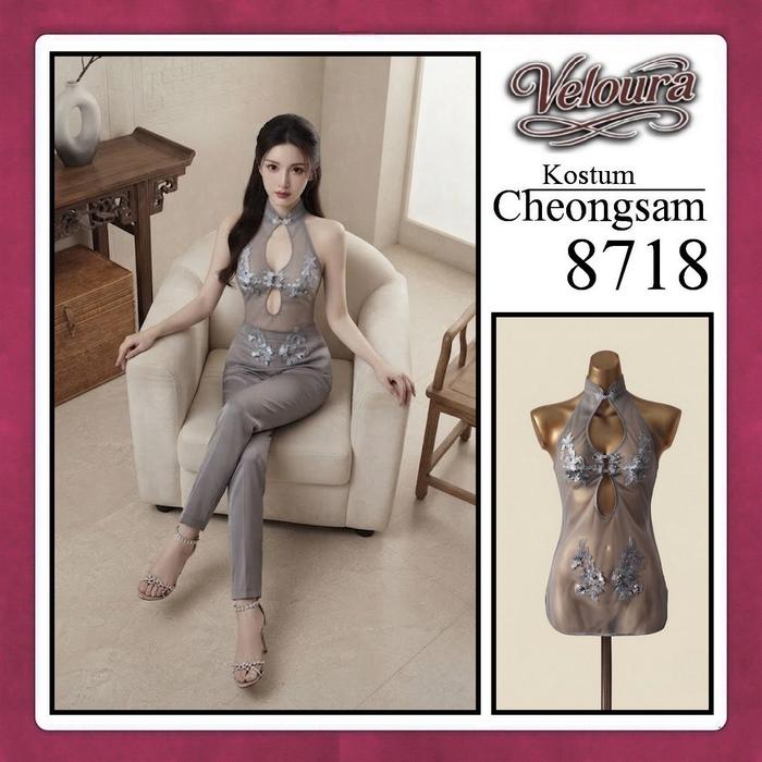 Veloura Pakaian Chongsam Mini - 8718 - Kostum Lingerie Sexy Dress model Baju China Cheongsam