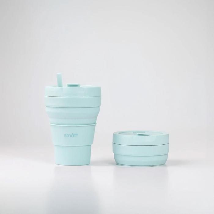 SMATT FOLDABLE CUP / GELAS KOPI GELAS LIPAT SILIKON - AQUAMARINE