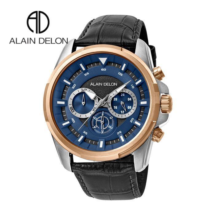 Alain Delon   AD437-1382C Leather Strap Original Garansi Resmi Jam Tangan Pria