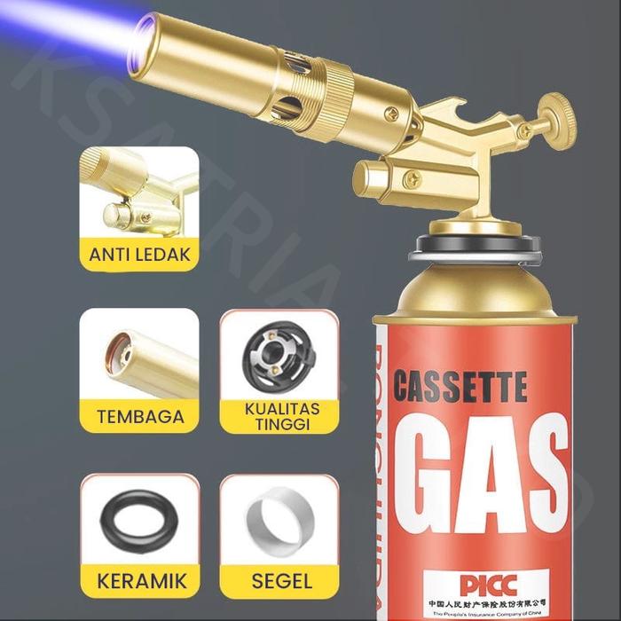 Portable Flame Gun Gas Torch Blow Torch Kepala Las Manual Kuningan Dual Api Kepala Las Manual Portab