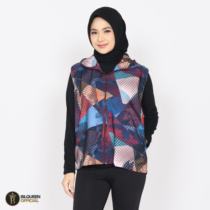Rompi Running Wanita Fragmented Color Vest Olahraga Zumba Sepeda Outdoor Printing Premium Parasut jJ