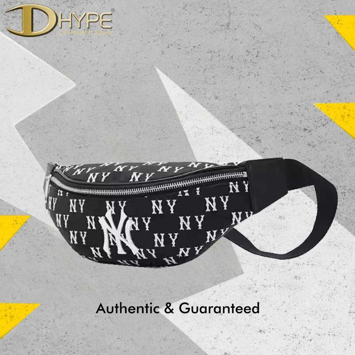 LIMITED EDITION MLB NY YANKEES MONOGRAM JACQUARD WAIST BAG BLACK 100% Authentic
