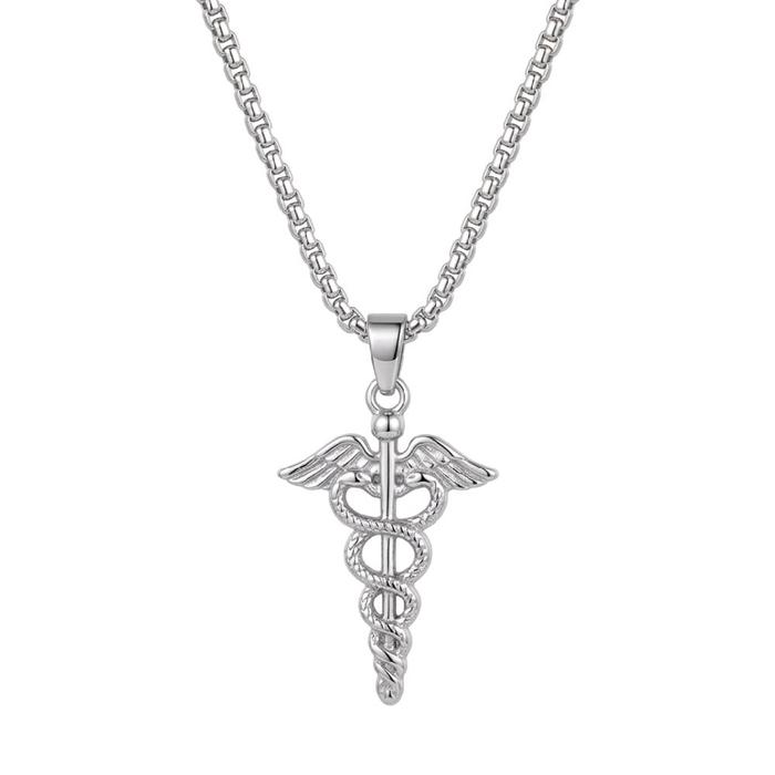 Kalung liontin unik model twin ular melingkar Titanium Stainless anti karat rantai untuk cewek cowok