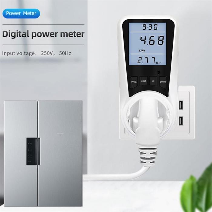 EU Plug AC Power Meter Digital Wattmeter Watt Monitor Electricity