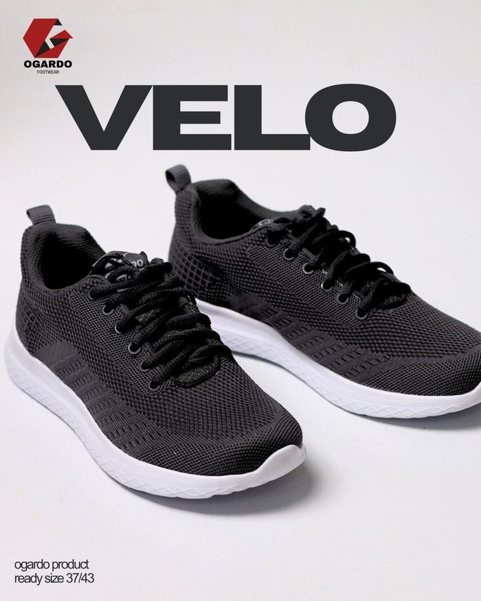 Ogardo Velo Sepatu & Sandal Casual Pria Hitam Sneakers Size 39-43 Ringan Nyaman untuk Aktivitas Seha