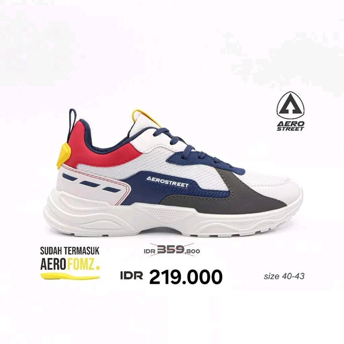Aerostreet Riku Putih Biru Tua Merah - Sepatu Sneakers Sport