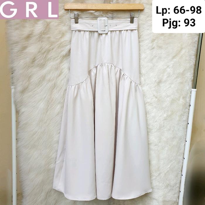 GRL Cream Skirt Rok Belt Cantik