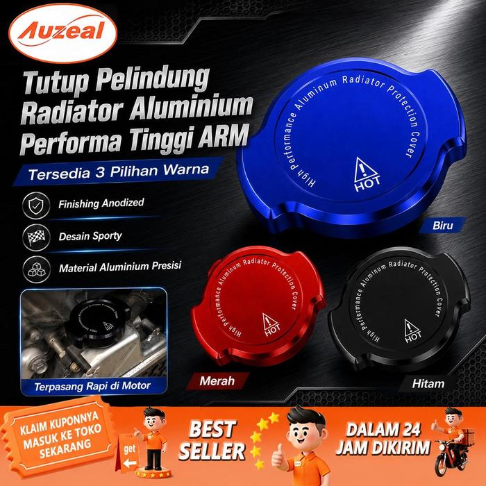 Auzeal Radiator Cap Tutup Radiator Full CNC Variasi Detail Mesin Cocok Modifikasi Minor Skuter Matic