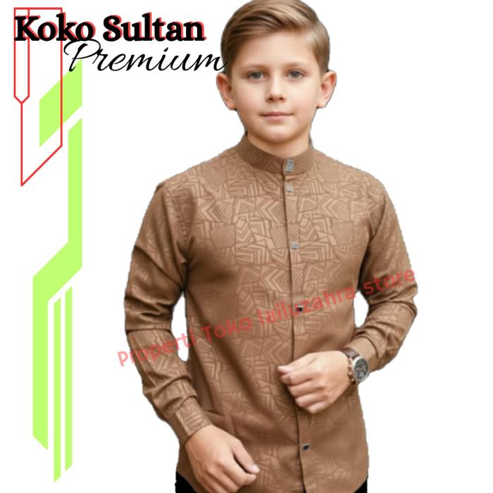New Promo Baju Koko Anak Sultan Anak Laki Laki Lengan Panjang Usia 5 -12 Tahun Motif Embos Etnik Bah