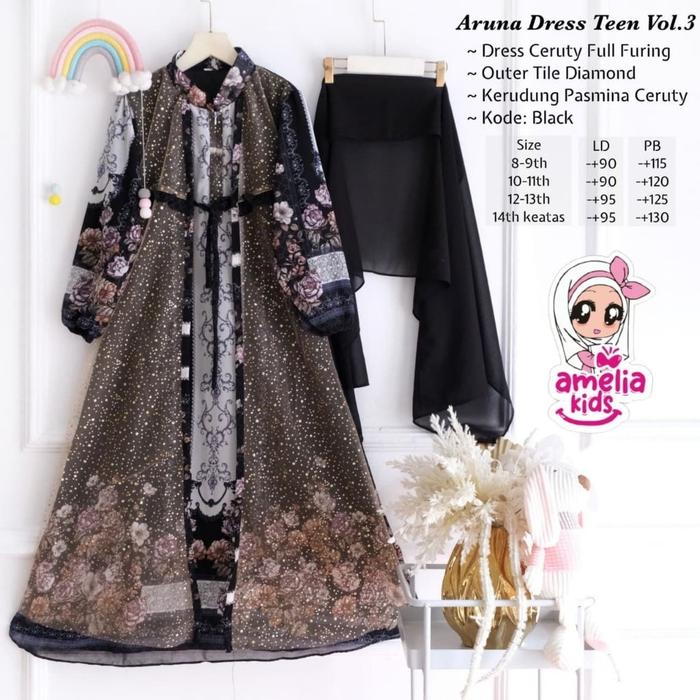 BEST SELLER ARUNA #3 DRESS KIDS BY AMELIA ORIGINAL BEST SELLER BAJU ANAK PEREMPUAN DRESS/ GAMIS +JIL