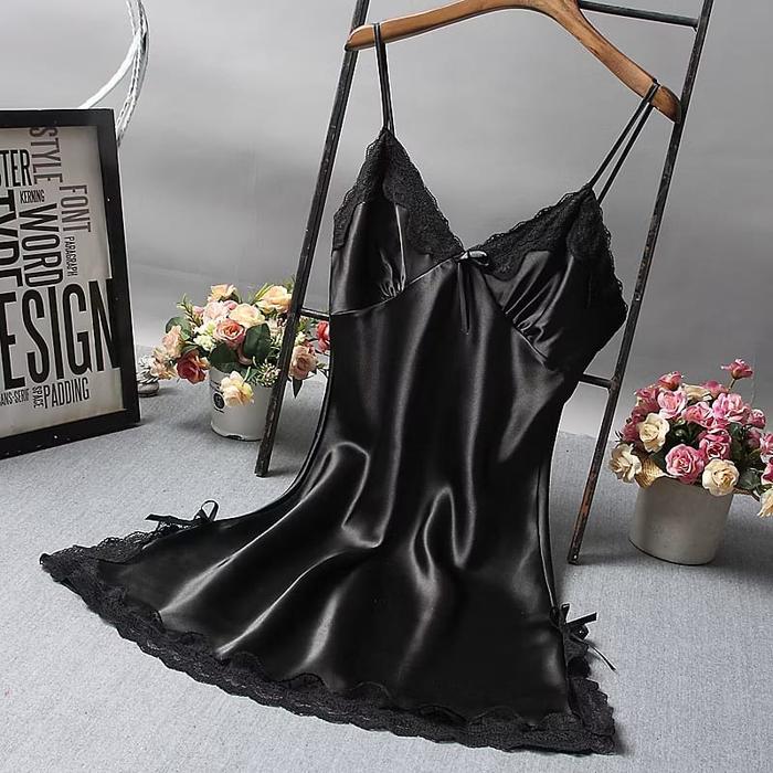 Baju Tidur Piyama Daster Wanita Korea Sexy Mini Dress Women Silk Satin Nightdress / BajuTidur Dress 