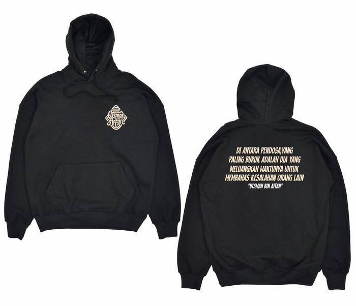 JAKET HOODIE KATA KATA UTSMAN BIN AFFAN BIG SIZE JUMBO
