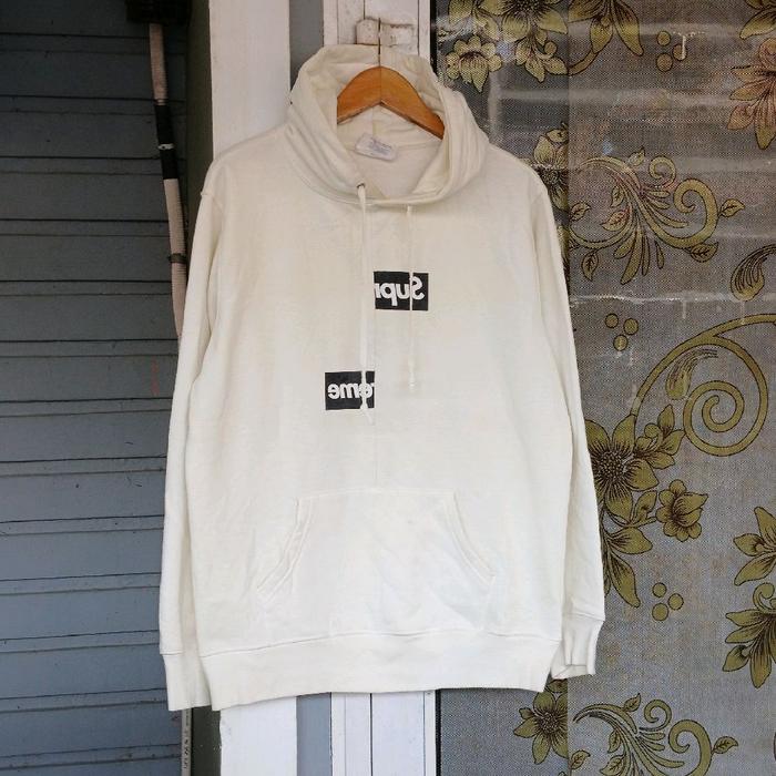 Hoodie Supreme x CDG Split Logo White