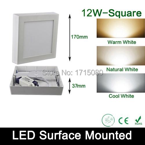 12W LED Panel light AC 85-265V square led surface panel wall ceiling
