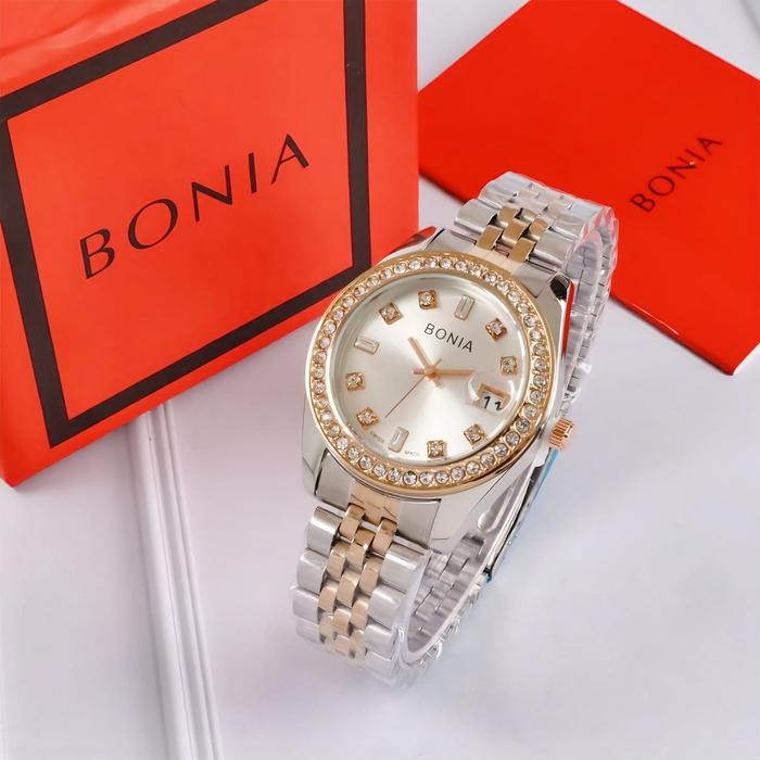 (Jam Murah) Jam Tangan Wanita Fashion Elegan Bonia Diamond 4558L Stainless Steel Diameter 36mm Mesin