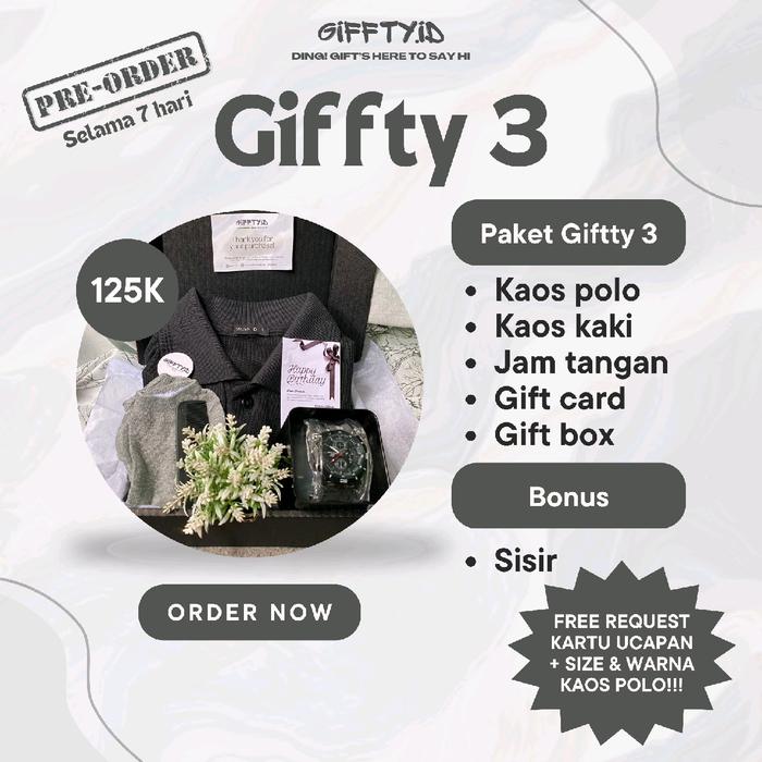 [ Giffty 3 ] - Hampers Kado Cowok/Gift Box Cowok/Kaus Polo Cowok/Birthday Gift/Valentine Gift/Gradua