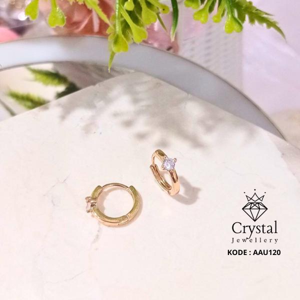 Anting KN Mata Bulat Kecil Perhiasan Lapis Emas