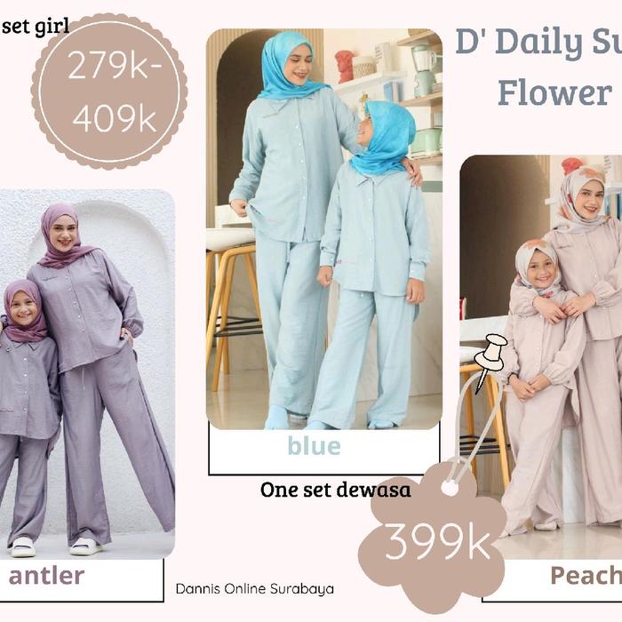  Dannis Online Surabaya  D' Daily Sun Flower Dannis Terbaru sarimbit Abaya vintage Busana Muslim new