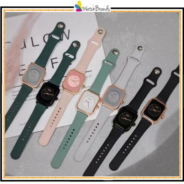 REKOMENDASI WBS JAM TANGAN WANITA PRIA ANALOG QUARTZ RUBBER WATCH GROSIR ORIGINAL KOTAK PERSEGI HIGH