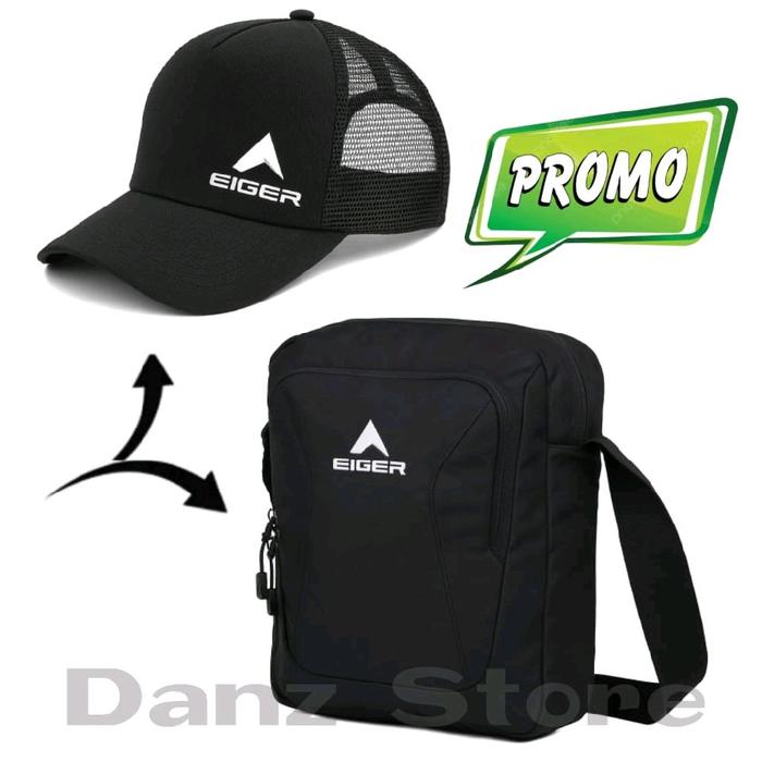 Slingbag Tas Selempang Kanvas Hitam Logo Bordir untuk Pria dan Wanita Desain Stylish dan Praktis Den