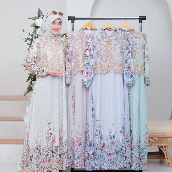 gamis ceruti premium kombinasi tile #baju lebaran #gamis premium #gamis ceruti