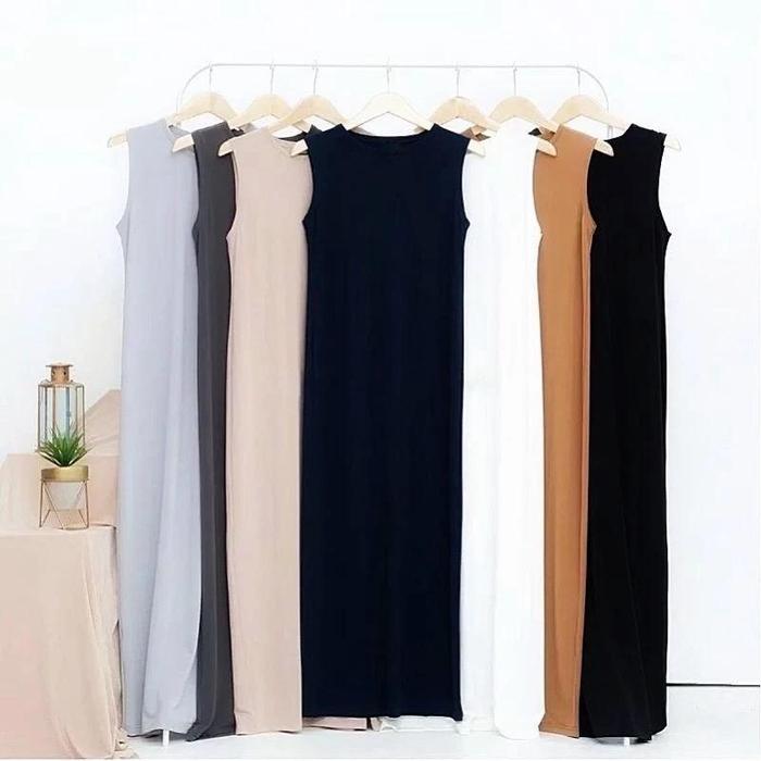 Inner dres span. long dres jersie pandek premium . manset gamis wanita muslim Dalaman Lebaran Vine T
