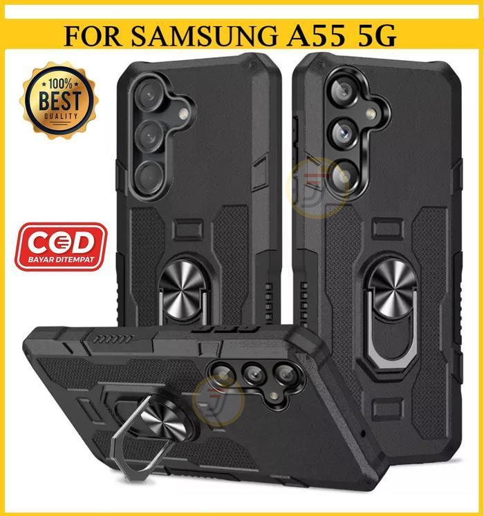 Casing Samsung A55 5G Ring Armor Robot Case Kickstand Hybrid/Ring Holder Tpu Handphone Hardcase Terb