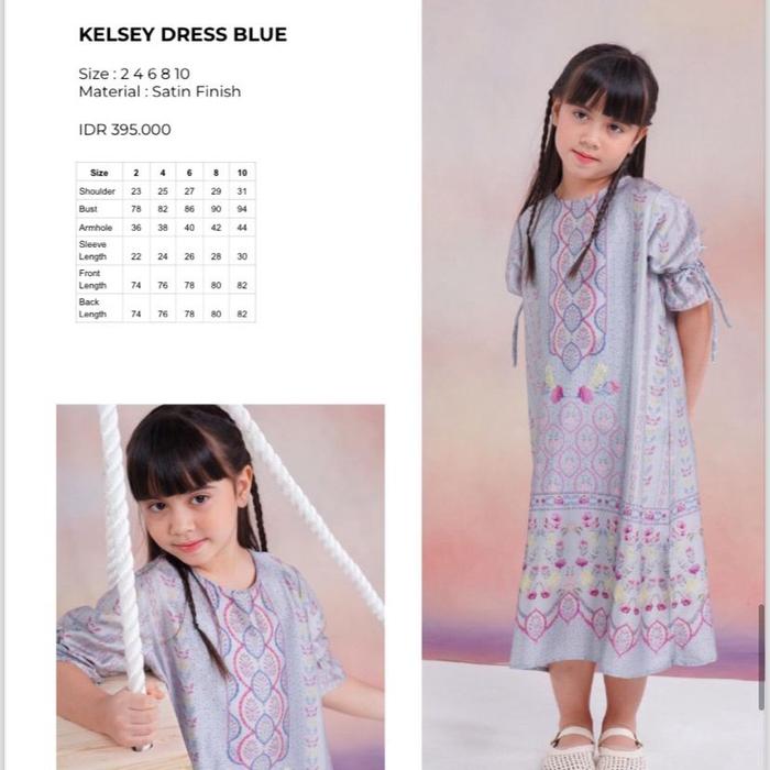 Kelsey Dress Blue - Dress Anak Aleza