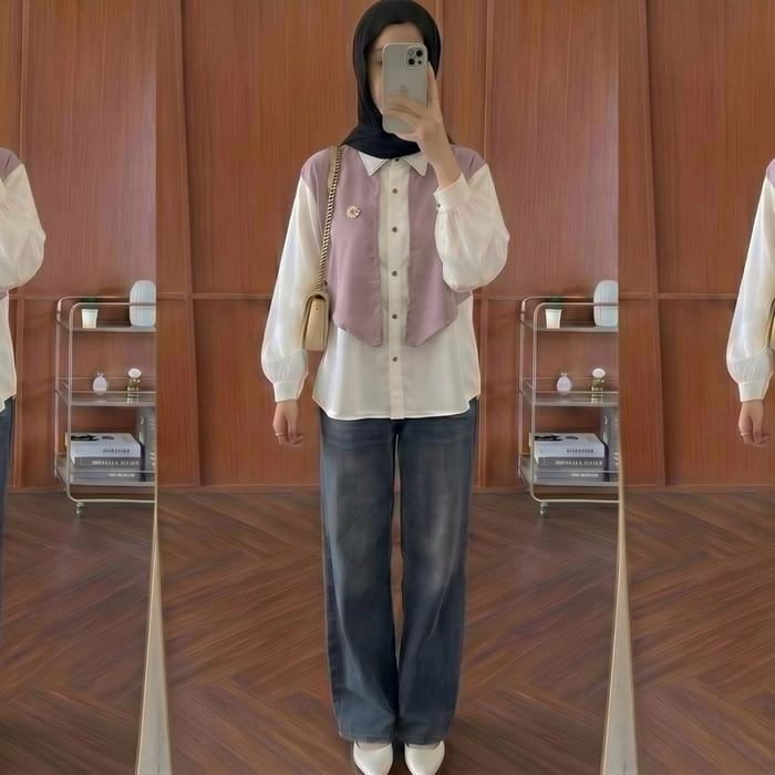 Assells.Cloth - Vonny Blouse Shakilla Premium Atasan Wanita Viral Terbaru Model Layer Variasi Bros W
