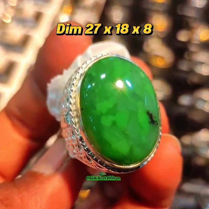Cincin Giok Aceh Nefrite Bunga, Cincin Giok Aceh Natural Alami, Cincin Giok Aceh Asli Batu, Cincin G