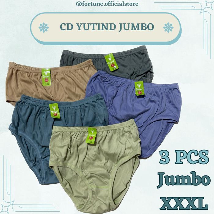 Celana Dalam Wanita JUMBO Bahan Katun Merk Yutind 3 PCS / CD / Sempak / Celqna / Cawet / Pakaian Dal