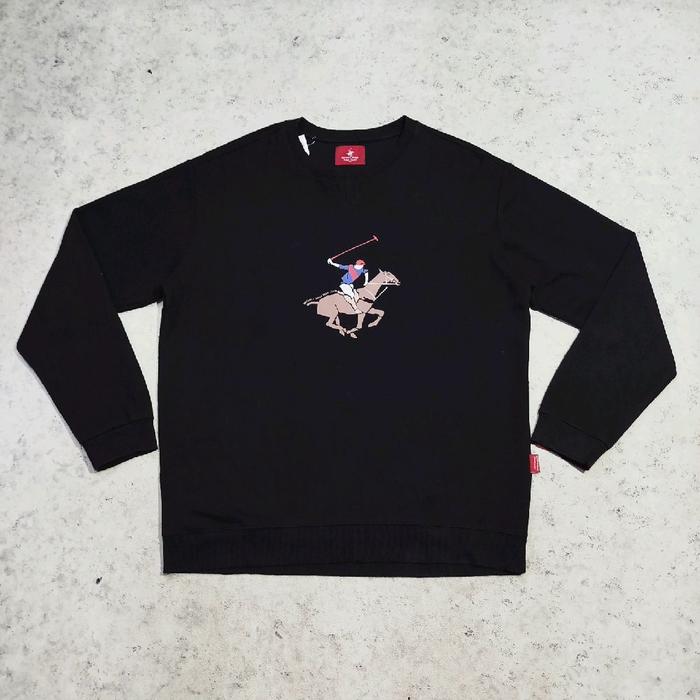 crewneck pria hitam BEVERLY HILLS POLO CLUB sweater pria big center logo murah bagus casual