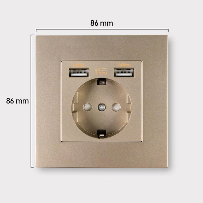 Stop Kontak EU Colokan Listrik Dinding dan 2 Port USB 2100 mA - WS222