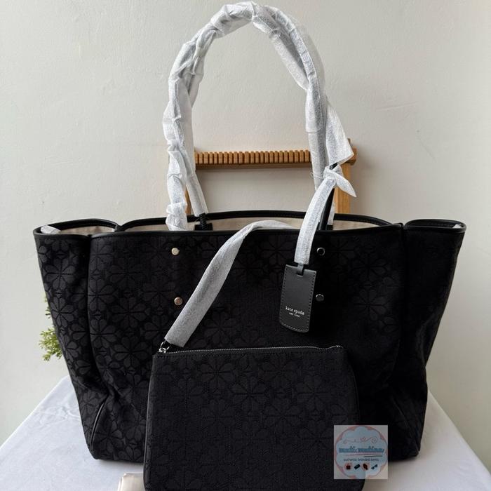Spade Flower Jacquard Large Everything Tote Black Multi