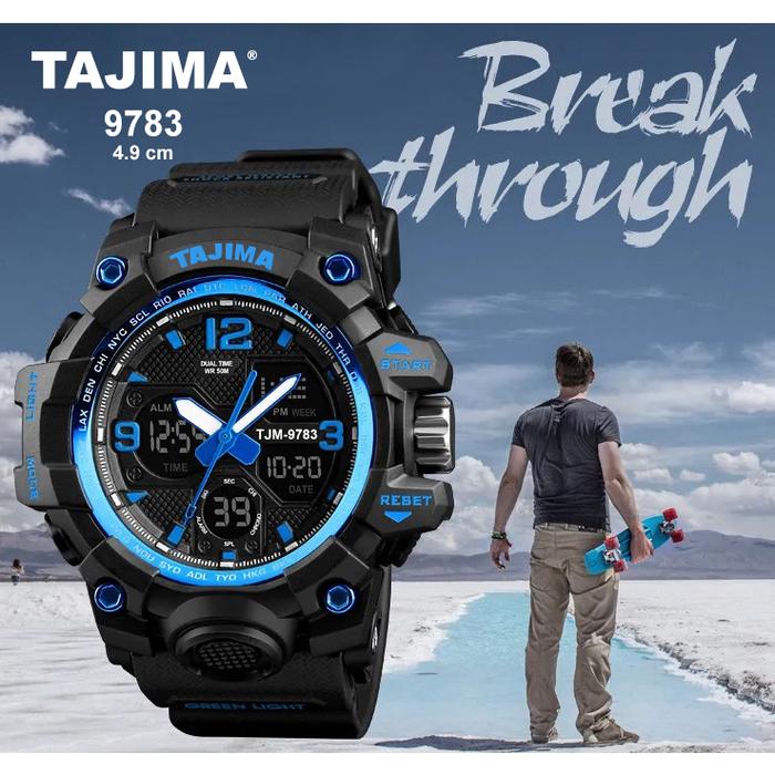 TAJIMA Jam Tangan Pria Analog Digital 9783 Water resist 5 atm Garansi 1 Tahun +