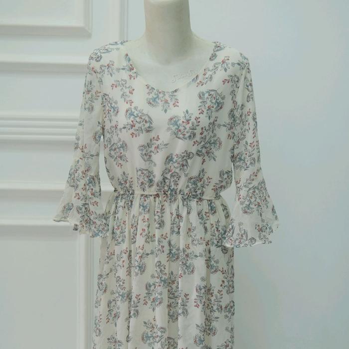 dres sifon korea cewek Wanita Bunga Motif