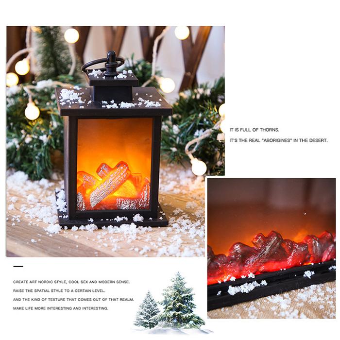 Flame Lantern Fireplace Nightlight Christmas Home Bedroom Decor