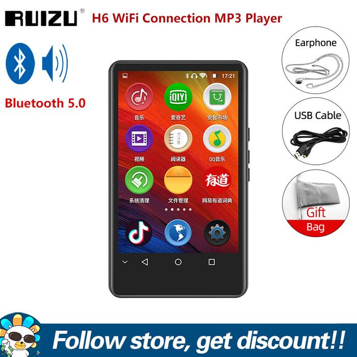 RUIZU H6 Pemutar MP3 Multifungsi, Pemutar MP3 4.0 Inci Layar Besar