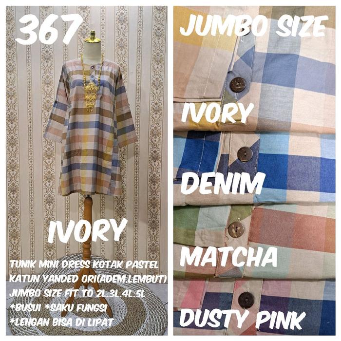 Tunik Atasan Mini Dress Kotak" Katun Yanded(adem)JUMBO size fit to 2L.3L.4L.5L