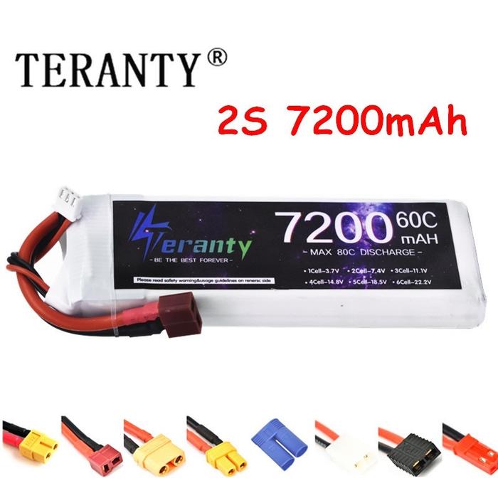 7.4V 7200MAH Lipo Battery 2S 60C For Car Quadcopter FPV Drone RC Plane Boat Toys Parts With XT60 Con